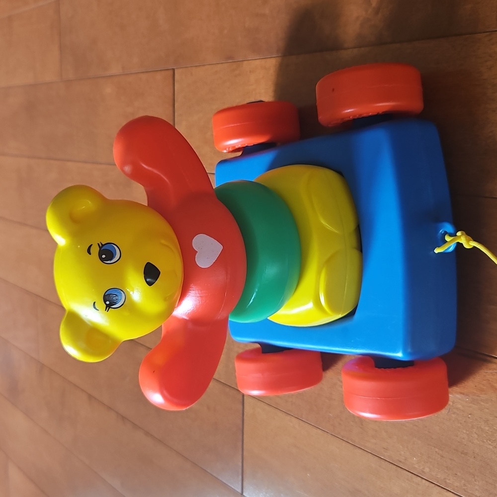 Vintage Playskool Stack 'n Pull Teddy Bear Pull Along Toy, 5 Pc.